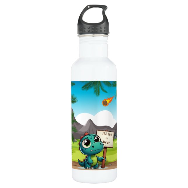 Botella De Agua lindo, divertido dinosaurio (Anverso)