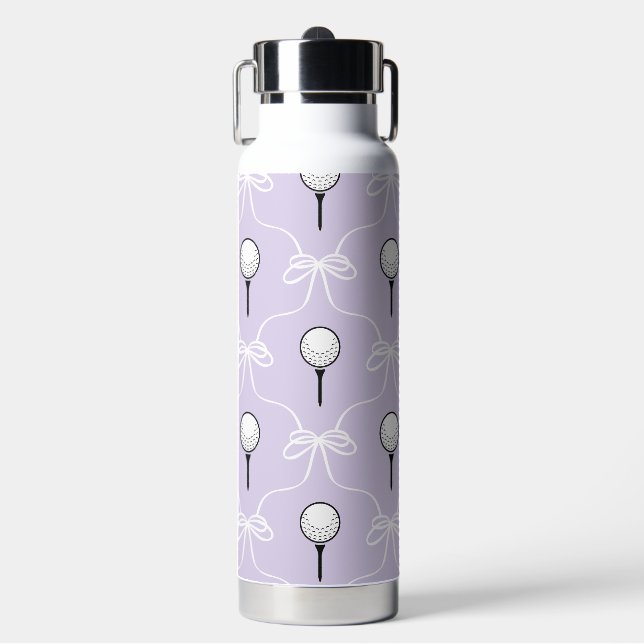 Botella De Agua Lindo lazo blanco lavanda Patrón de golf (Frente)