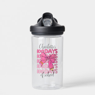 Botella De Agua Lindo lazo de lápiz de niñas rosadas 100 días de e