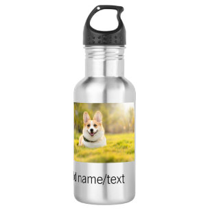 Botella De Agua Lindo perro mascota agregar nombre texto editable