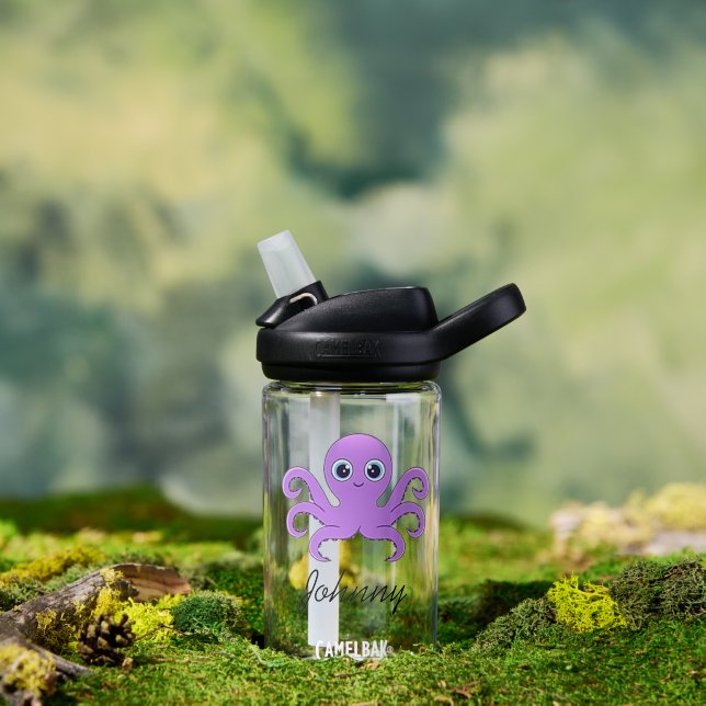 Botella De Agua Lindo pulpo morado verde (Al aire libre)