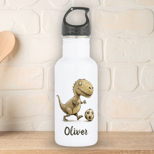 Botella De Agua Lindo Tiny Trex Jugando Fútbol Personalizado