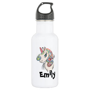 Botella De Agua Lindo Unicornio Arcoíris Colorido para Niños
