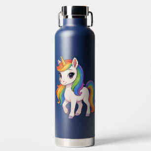 Botella De Agua Lindo unicornio colorido del arcoíris