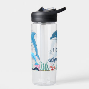 Botella De Agua Lindo y colorido me encantan los delfines