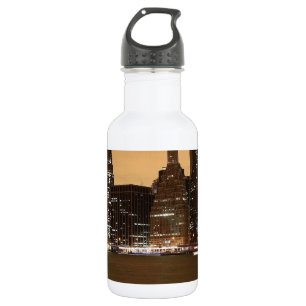 Botella De Agua Línea aérea de Nueva York de noche al otro lado de