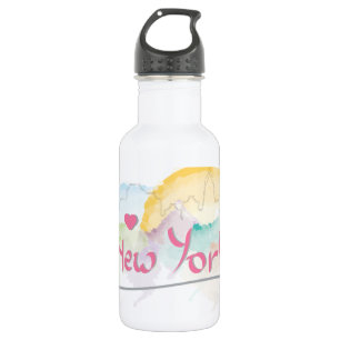 Botella De Agua Línea aérea de Nueva York "Te amo" con corazón