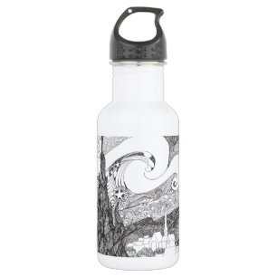 Botella De Agua Línea interpretación del arte de la noche