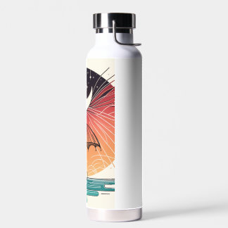 Botella De Agua Línea Surreal Boho de la Luna y los Paraguas