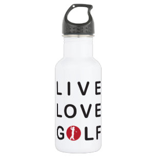 Botella De Agua Live Love Golf Golf Golf Red Black