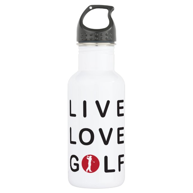 Botella De Agua Live Love Golf Golf Golf Red Black (Anverso)