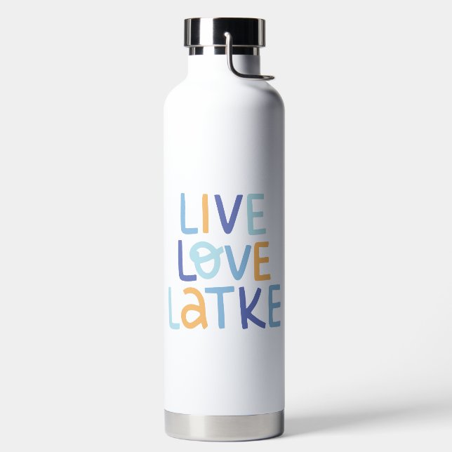 Botella De Agua Live Love Latke Hanukkah Design (Izquierda)