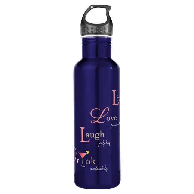 Botella De Agua Live Love Laugh Bebe Cocktail Rosa Dark Blue (Anverso)