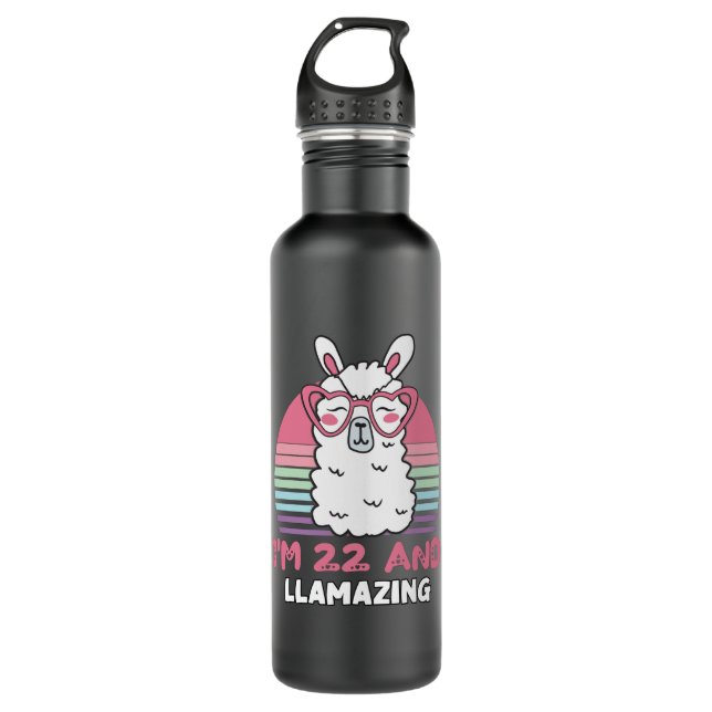 Botella De Agua Llama a 22 cumpleaños de cumpleaños, cumpleaños, c (Anverso)