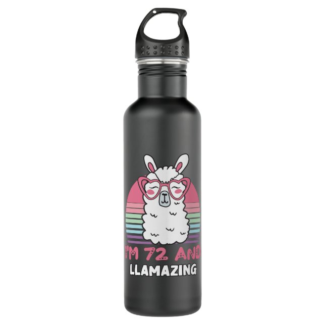 Botella De Agua Llama a llama de 72 años, cumpleaños 72 (Anverso)