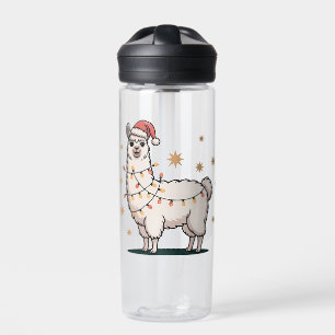 Botella De Agua Llama Alpaca Con Sombrero De Santa Y Luz De Navida