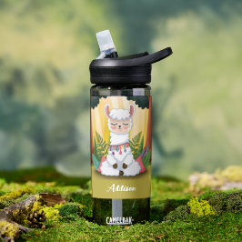 Botella De Agua Llama ligera meditando en un bosque mágico