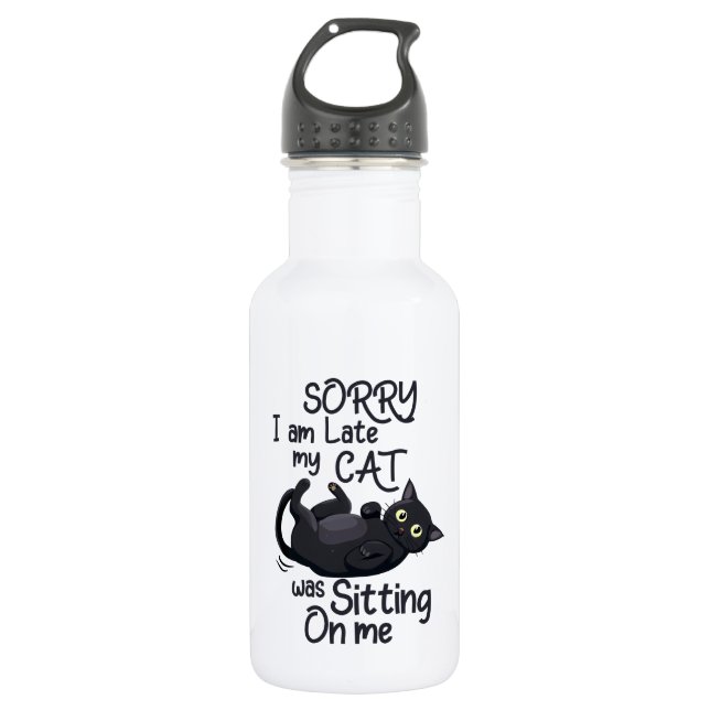 Botella De Agua Lo siento, estoy atrasado - Reglas para Gatos! (Anverso)