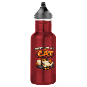 Botella De Agua Lo siento, llegué tarde: mi gato estaba sentado so
