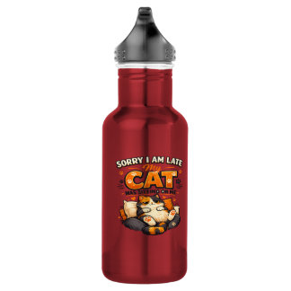 Botella De Agua Lo siento, llegué tarde: mi gato estaba sentado so