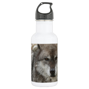 Botella De Agua lobo animal cara ojos canino bosque zoológico parq