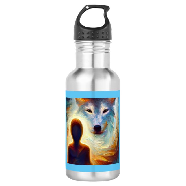 Botella De Agua Lobo animal espiritual 3 (Anverso)