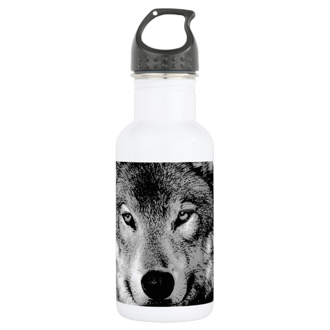 Botella De Agua Lobo blanco y negro (Anverso)