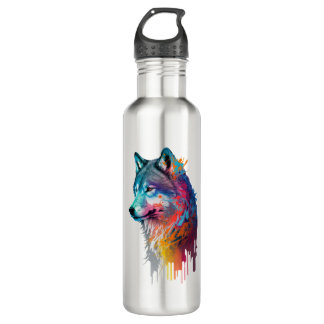 Botella De Agua Lobo colorido