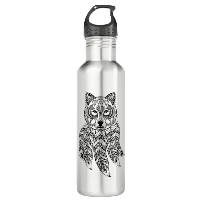 Botella De Agua Lobo inspirado con Dreamcatcher (Anverso)