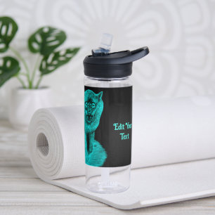 Botella De Agua Lobo negro enojado en la noche