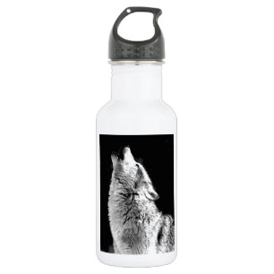 Botella De Agua Lobo negro y blanco