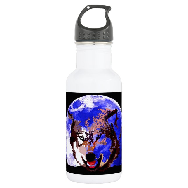 Botella De Agua Lobo y luna llena (Anverso)