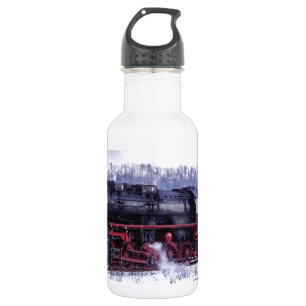Botella De Agua locomotora de ferrocarril de vapor estación