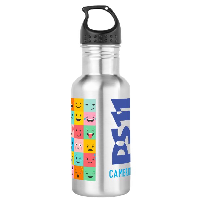 Botella De Agua Logo arcoiris Nombre personalizado de niño (Reverso)