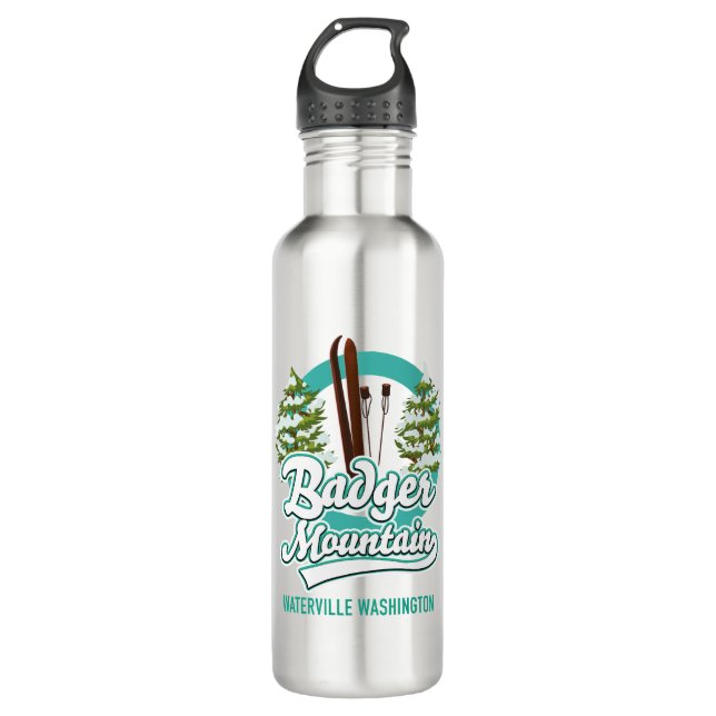 Botella De Agua Logo de Badger Mountain Waterville Washington Ski (Anverso)