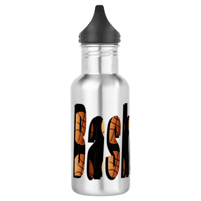 Botella De Agua Logo De Baloncesto Hecho Con Baloncesto, (Izquierda)