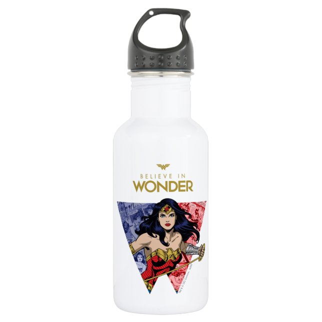 Botella De Agua Logo De Cómic De La Mujer Maravilla "Creer En La M (Anverso)
