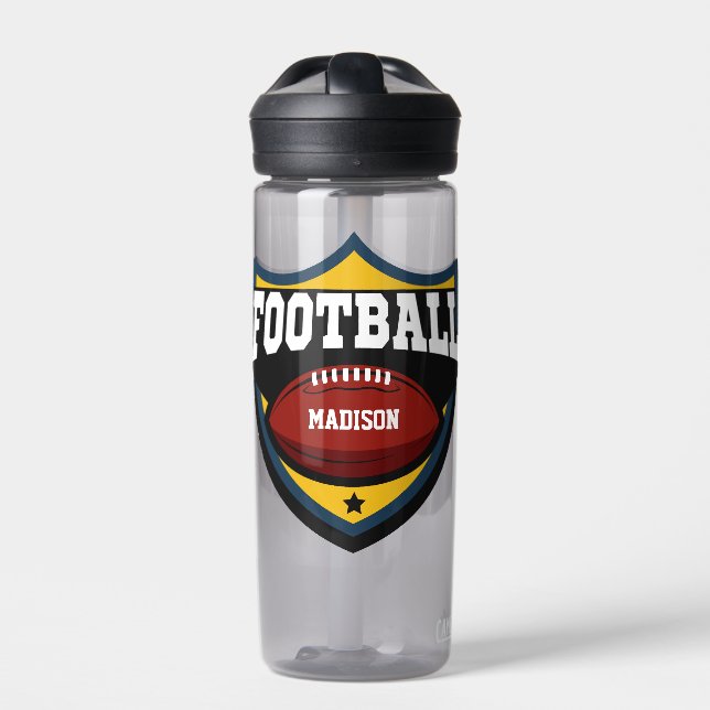 Botella De Agua Logo de Fútbol de nombre personalizado (Delante)