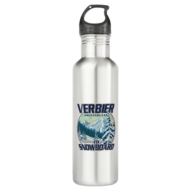 Botella De Agua Logo de Verbier Suiza Snowboard Travel (Anverso)
