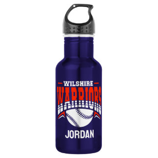 Botella De Agua Logo de Wilshire Warriors White Baseball