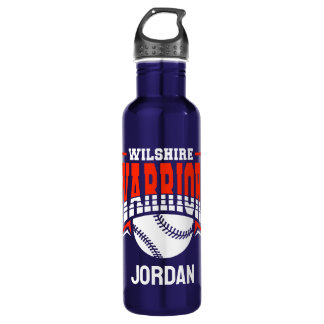 Botella De Agua Logo de Wilshire Warriors White Baseball
