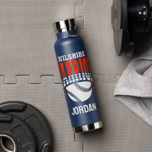 Botella De Agua Logo de Wilshire Warriors White Baseball