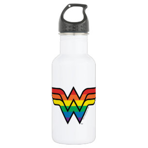 Botella De Agua Logo de Wonder Woman Rainbow