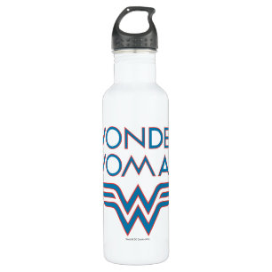 Botella De Agua Logo de Wonman Blue and Red Retro