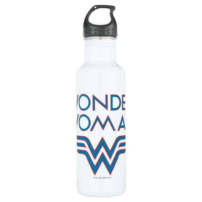 Botella De Agua Logo de Wonman Blue and Red Retro (Anverso)
