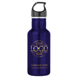 Botella De Agua Logotipo comercial de la Compañía Azul minimalista