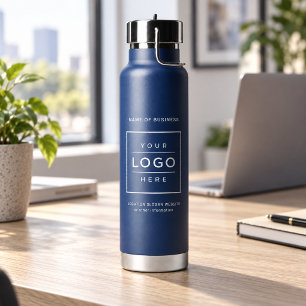 Botella De Agua Logotipo de bienestar empresarial de la Marina con
