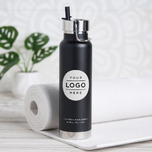 Botella De Agua Logotipo de círculo blanco negro de marca registra