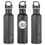 Botella De Agua logotipo de negocios de personalizado en el sitio<br><div class="desc">Promocione su marca con este logotipo comercial simple Personalizado en el sitio web de código QR negro Botella de agua. Esta botella de agua presenta un diseño en negro elegante y muestra el logotipo de su empresa y un código QR enlazado a su sitio web, lo que lo convierte en...</div>