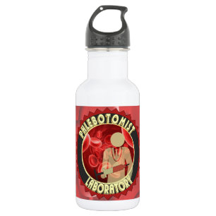 BOTELLA DE AGUA LOGOTIPO DE SANGRE FLEBOTOMISTA